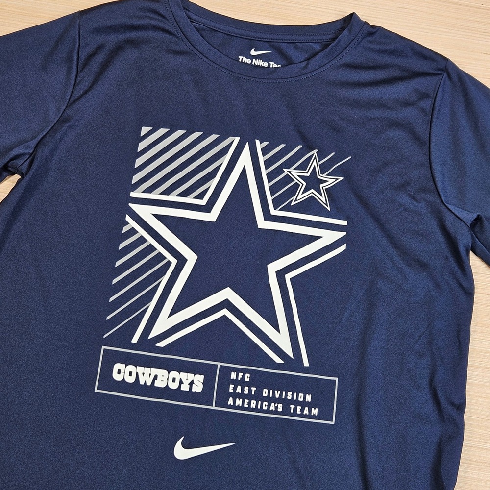 Dallas Cowboys Nike T Shirt Youth L Navy Blue Dri-Fit Graphic Tee NFL Football